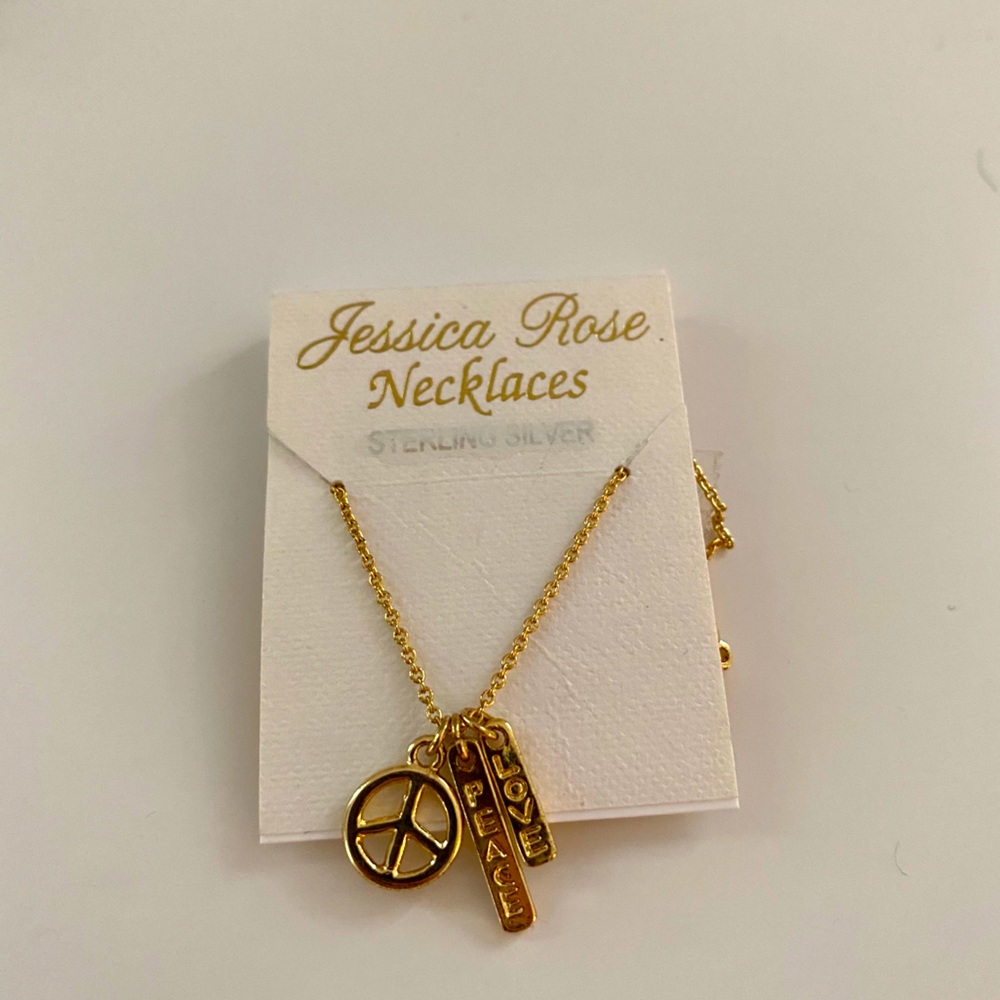 gold peace and love necklace